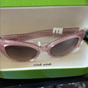 NWT Kate Spade Glitter Pink Sunglasses with green case